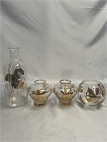 VINTAGE GLASS VASES, 4 PIECES