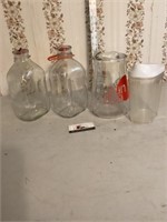 Vintage glass milk jugs