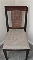 Woven Rattan Back & Upholstered Seat Side Chair