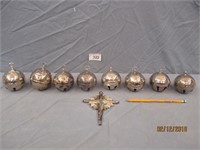 8 Wallace Silversmith Silver Bell Ornaments