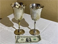 2 Engraved Silverplate Goblets 1975