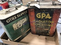 2, 2-Gallon cans:  Cities Service, GPA Glycerine