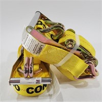 (2) New 2"x30' Yellow Ratchet Strap with J Hook