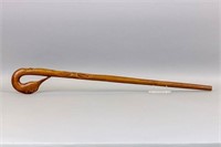 Hand Carved Cane w/ Carved Duck Head Handle & Old