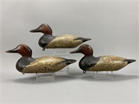 Rig of 3 Mason Canvasback Drake Duck Decoys