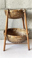 2 Tiered Bamboo Wicker Basket