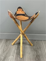 Vintage Leather Tripod Folding Saddle Seat
