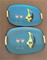 Vintage MCM hand-painted serving trays