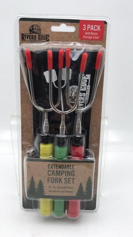 New 3 Extendable Camping Forks Set With Storage