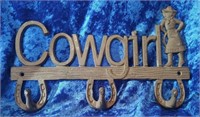 Cowgirl key cast iron wall rack