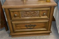 Vintage 2 Drawer Oak Swag Accent Nightstand