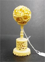 Vintage Ivory puzzle ball on stand
