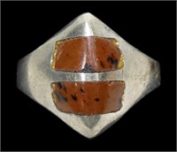 Sterling silver ring with jasper inlay, size 4.5,