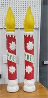 2 red/white Noel candle blow molds