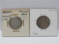 1907 Mexico 20 Cents, 2 coins