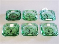 6 Green Glass Casino Ash Trays