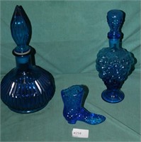 3 BLUE GLASS PIECES
