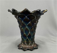 Lined Lattice 5 1/2" squatty vase - purple