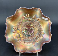 Acorn ruffled bowl - amber opal