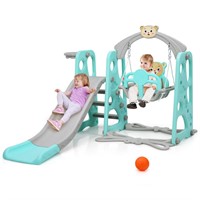 Costzon 4 in 1 Toddler Slide and Swing Set, Kids P
