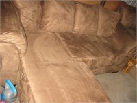 Brown Suede Couch with Lounge Extension