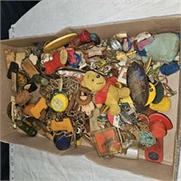 box of misc keychains