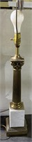 (E) Baccarat Style Hollywood Brass & Marble Lamp
