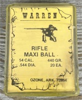 (20) Warren Rifle Maxi Ball 54 Cal