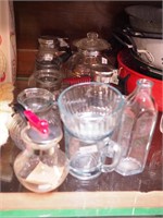 12 vintage glass items including baby bottles,