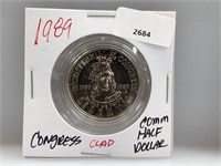 1989 Clad Congress Comm Half $1