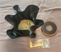 Vinyl record bowl, Carly Simon, coaster and key