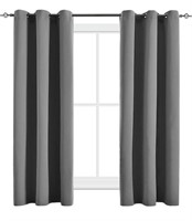 Pair of grey blackout curtain panels with ties