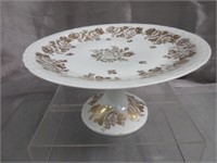 Gilded Porcelain Footed Cake Plate -France