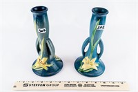 (2) Roseville 201-7" Zephyr Lilly Bud Vases