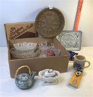 Breadmold, Trays & Assorted Glassware