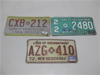 Three Vtg New Mexico License Plates