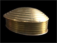 5" brass clam shell trinket box, 2" tall