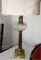English cut font table lamp with brass