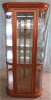 BEAUTIFUL WOOD BOWFRONT LIGHTED CURIO CABINET