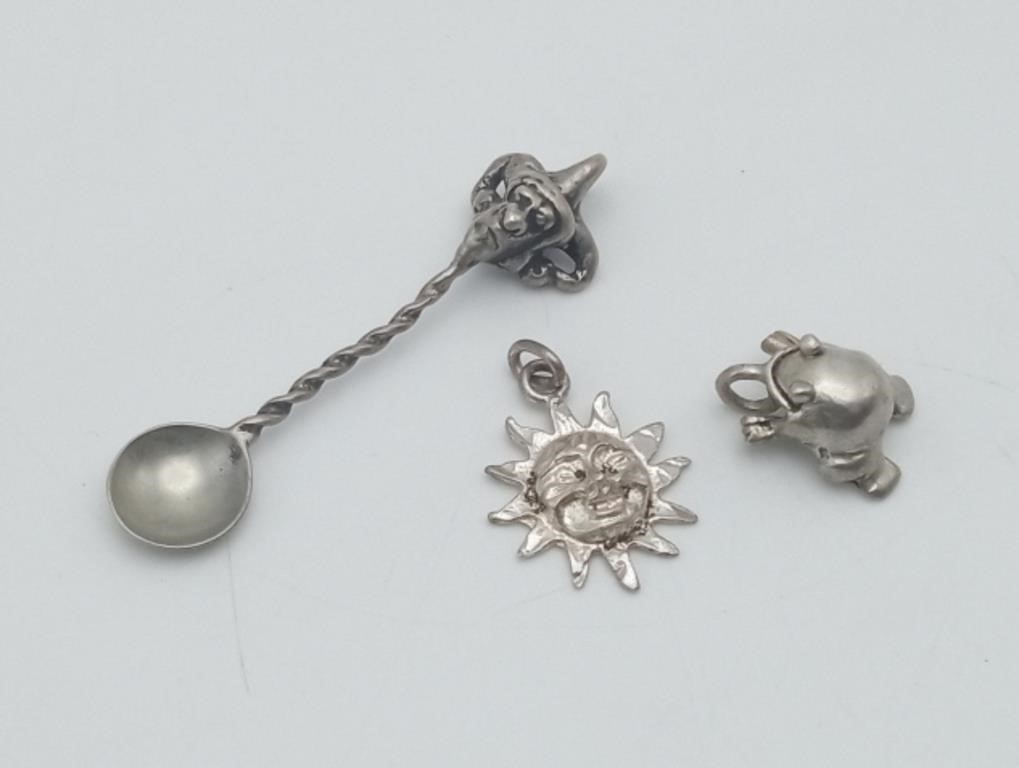 Sterling Silver Charms Sunburst Jester Spoon  Frog