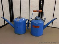 2 Small Blue Oil Cans