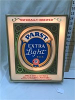 Pabst Extra Light Plastic Lighted Sign, Working,