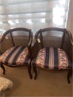 MCM cane back barrel chairs