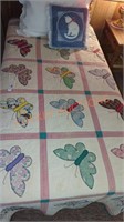 hand made vintage butterfly quilt