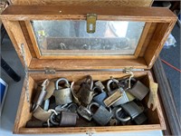 Antique & vintage locks & wood box