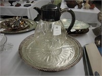Silverplated Lazy Susan and a cut crystal water