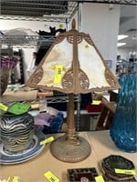 VINTAGE 1920S 30S SLAG GLASS TABLE LAMP NOTE