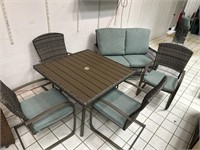 Patio Furniture Set. Table, Bench, Chairs