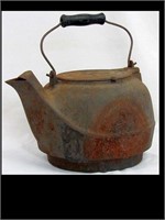 CAST IRON KETTLE W/ STAR MARKING, NO 6 & STEP IN
