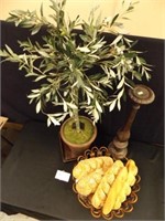 Pot and Tree w/Stand, Candleholder, Basket & Bread